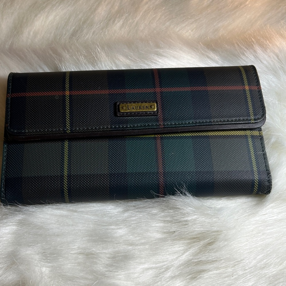 Ralph Lauren Plaid Wallet/Check Book Sized Santa Barbara